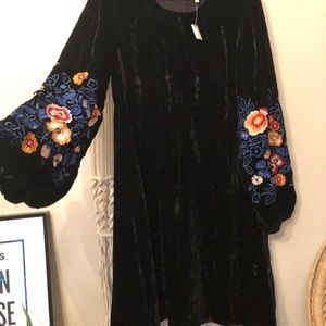 Anthro velvet floral dress